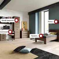 Гарнитур для молодежной комнаты "Соренто" Композиция №2 Дуб Стирлинг - Мебель для дома и офиса — широкий ассортимент, цены от производителя | M-FantaZi96.ru