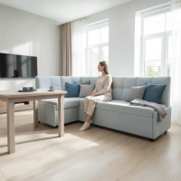 Диван угловой со спальным местом Призма Клетка серый - Мебель для дома и офиса — широкий ассортимент, цены от производителя | M-FantaZi96.ru