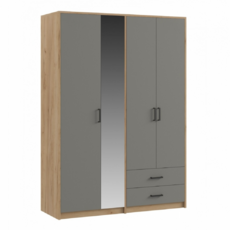 Шкаф 4 двери Svetlana Loft с зеркалом, Дуб золотой/Серый - Мебель для дома и офиса — широкий ассортимент, цены от производителя | M-FantaZi96.ru