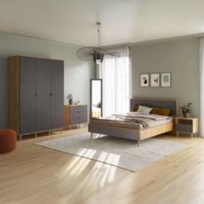 Спальный гарнитур "Денвер" композиция №2 Дуб вотан/Графит - Мебель для дома и офиса — широкий ассортимент, цены от производителя | M-FantaZi96.ru