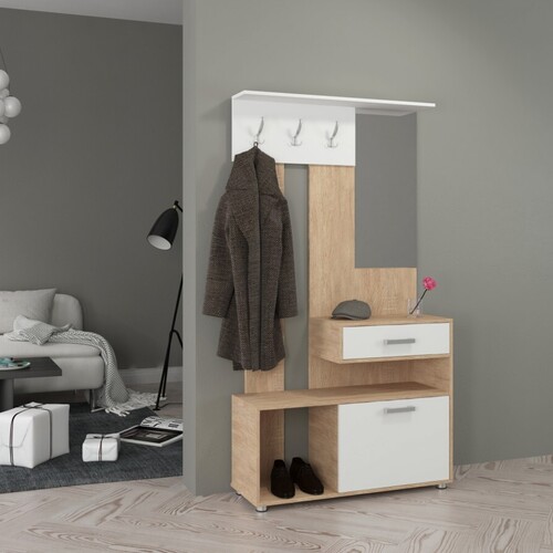 Прихожая Энтер-1 Дуб сонома/Белый - Мебель для дома и офиса — широкий ассортимент, цены от производителя | M-FantaZi96.ru