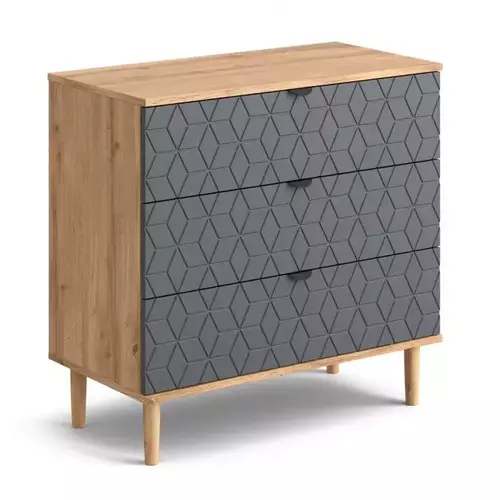 Комод 3 ящика "Денвер" спальня Дуб вотан/Графит - Мебель для дома и офиса — широкий ассортимент, цены от производителя | M-FantaZi96.ru