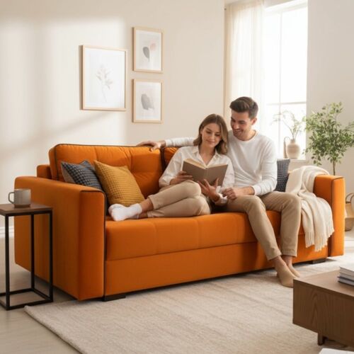 Диван прямой "Киви-7" оранжевый - Мебель для дома и офиса — широкий ассортимент, цены от производителя | M-FantaZi96.ru