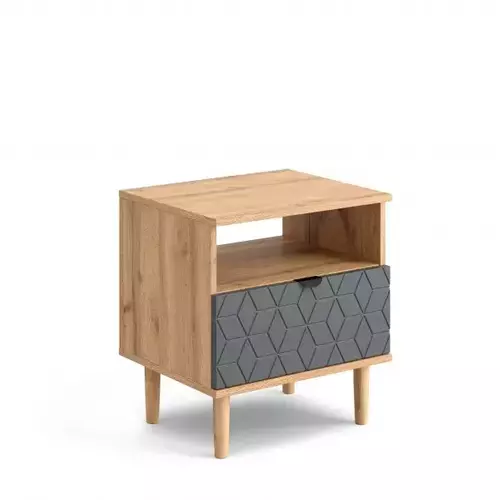 Тумба прикроватная 1 ящик "Денвер" спальня Дуб вотан/Графит - Мебель для дома и офиса — широкий ассортимент, цены от производителя | M-FantaZi96.ru