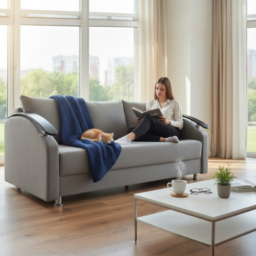 Диван Еврокнижка-1 серый - Мебель для дома и офиса — широкий ассортимент, цены от производителя | M-FantaZi96.ru