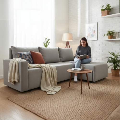  Диван угловой Шерри-1 светло-серый - Мебель для дома и офиса — широкий ассортимент, цены от производителя | M-FantaZi96.ru