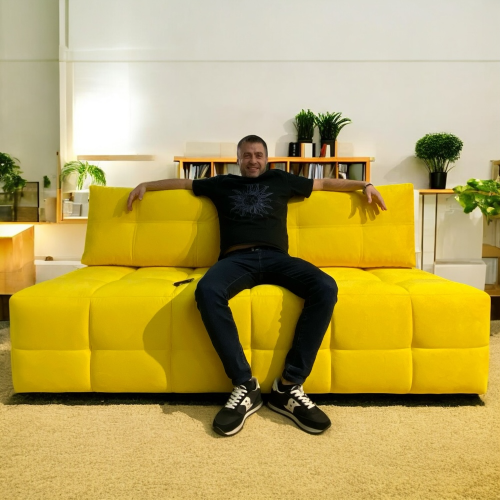 Диван Лайн Клетка желтый - Мебель для дома и офиса — широкий ассортимент, цены от производителя | M-FantaZi96.ru