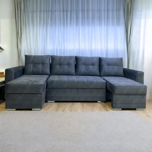 Диван трансформер модульный с оттоманкой "Корнер" синий - Мебель для дома и офиса — широкий ассортимент, цены от производителя | M-FantaZi96.ru